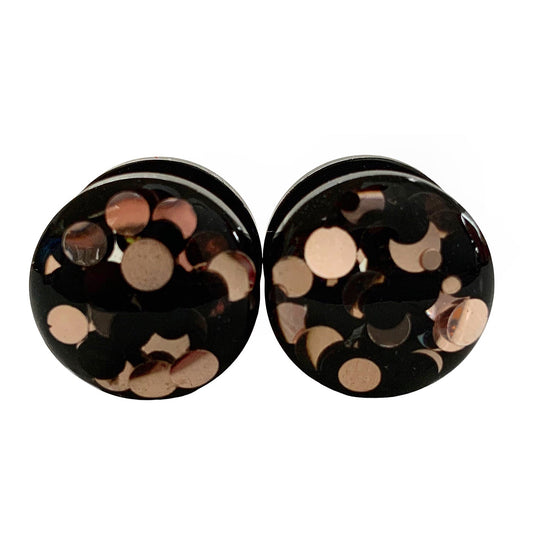 Rose Gold and Black Party Bubble Plugs