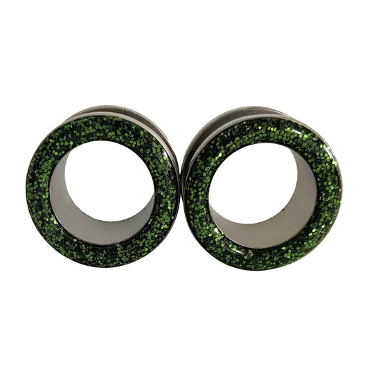 Army Green Sparkle Tunnel Plugs