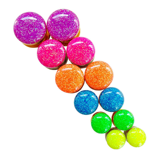 6 Sets of Neon Iridescent Sparkle Collection Plugs