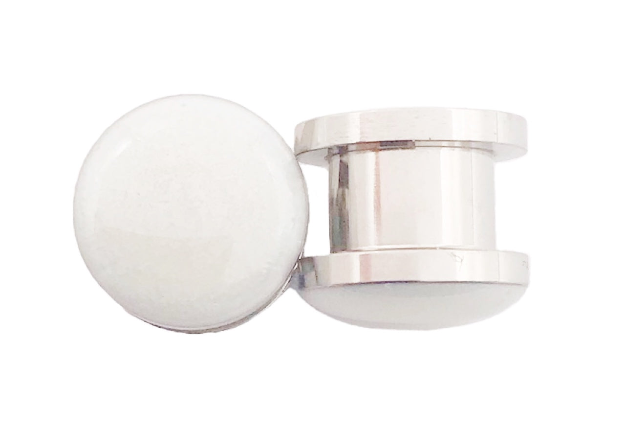 Frosted Pearl White Gloss Plugs - Defiant Jewelry