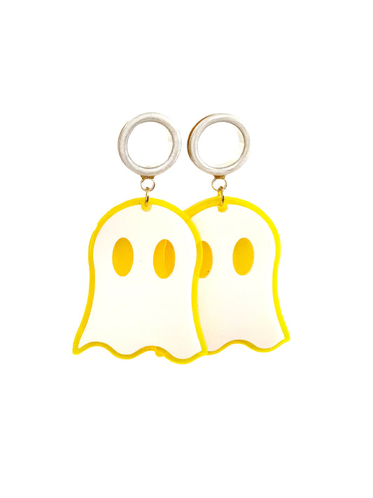 Frosted White Tunnel 3D Acrylic Ghost Dangle Plugs