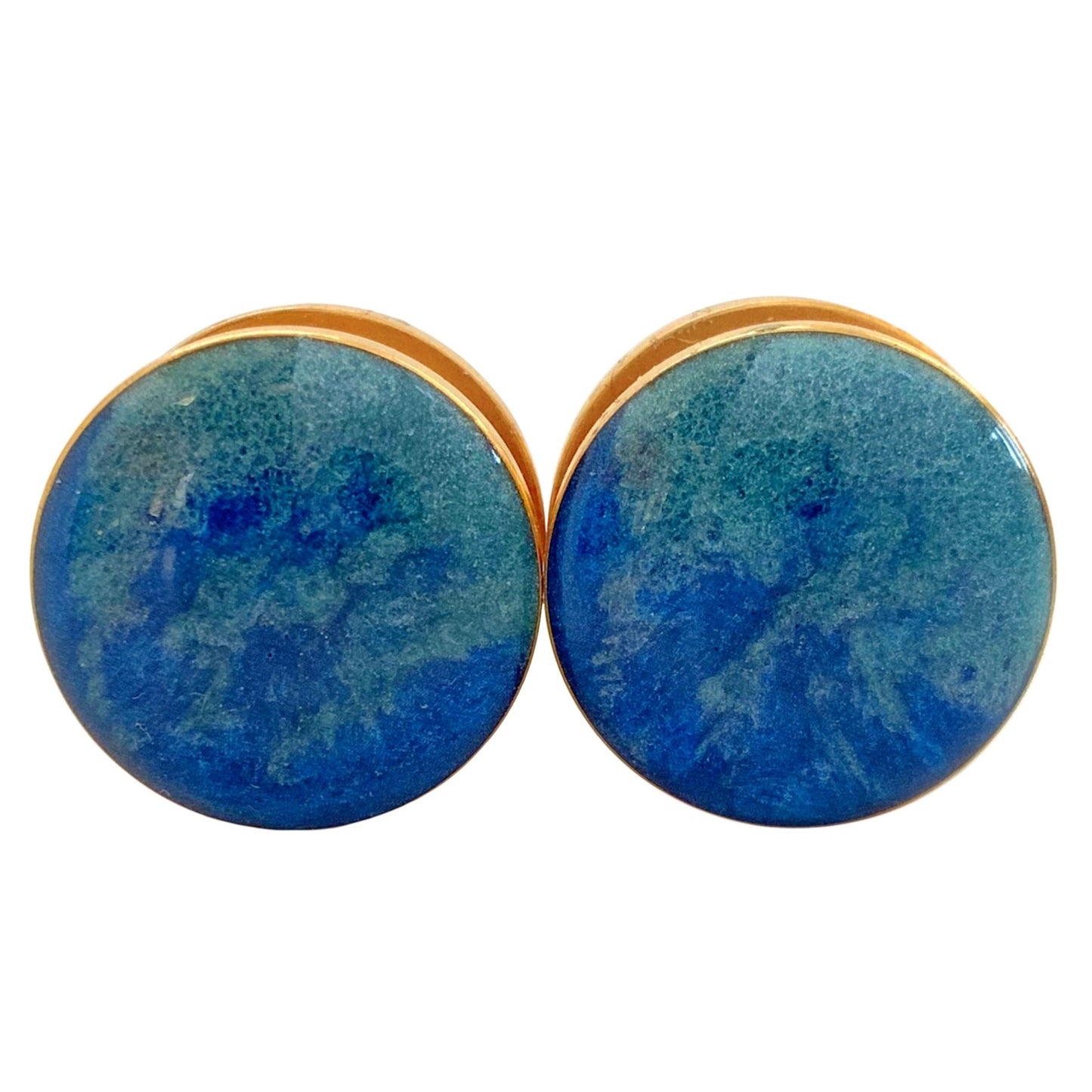 Deep Sapphire and Light Blue Shimmer Marbled Plugs