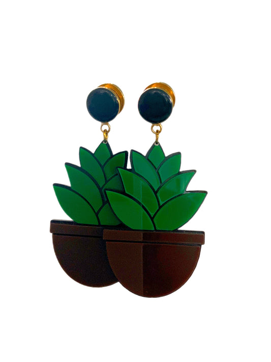Black Gloss 3D Acrylic Plant Dangle Plugs