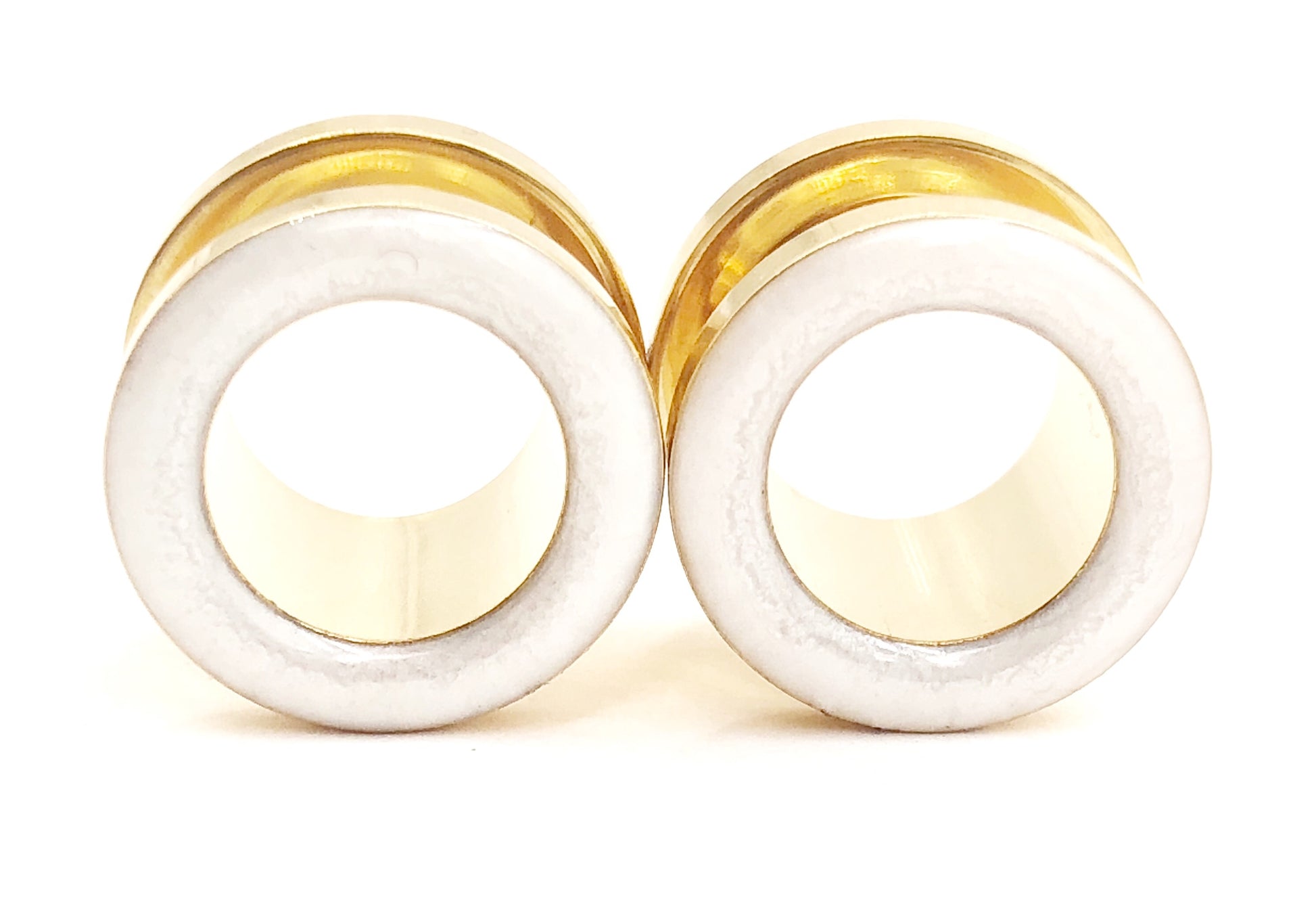 Frosted Pearl White Tunnel Plugs - Defiant Jewelry