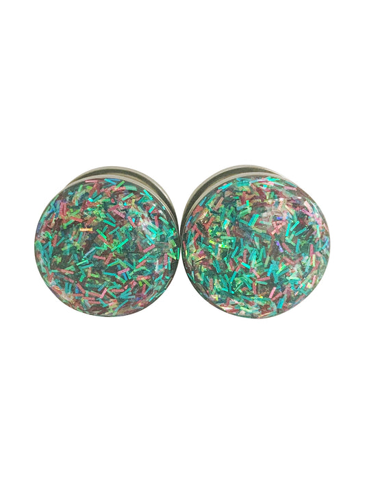 Frosted Iridescent Confetti Sparkle Plugs