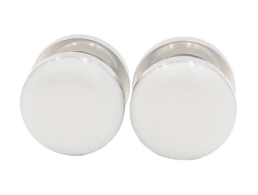 Frosted Pearl White Gloss Plugs - Defiant Jewelry