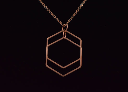 Double Geometric Pendant in Rose Gold - Defiant Jewelry