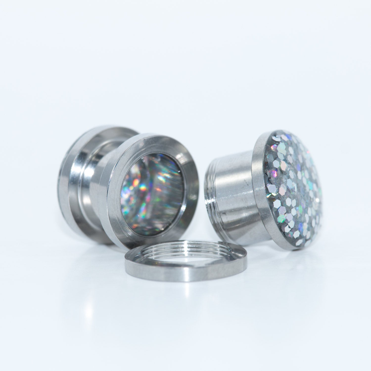 Silver Iridescent Sparkle Plugs - Defiant Jewelry