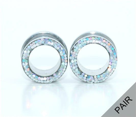 Silver Iridescent Tunnel Plugs - Defiant Jewelry