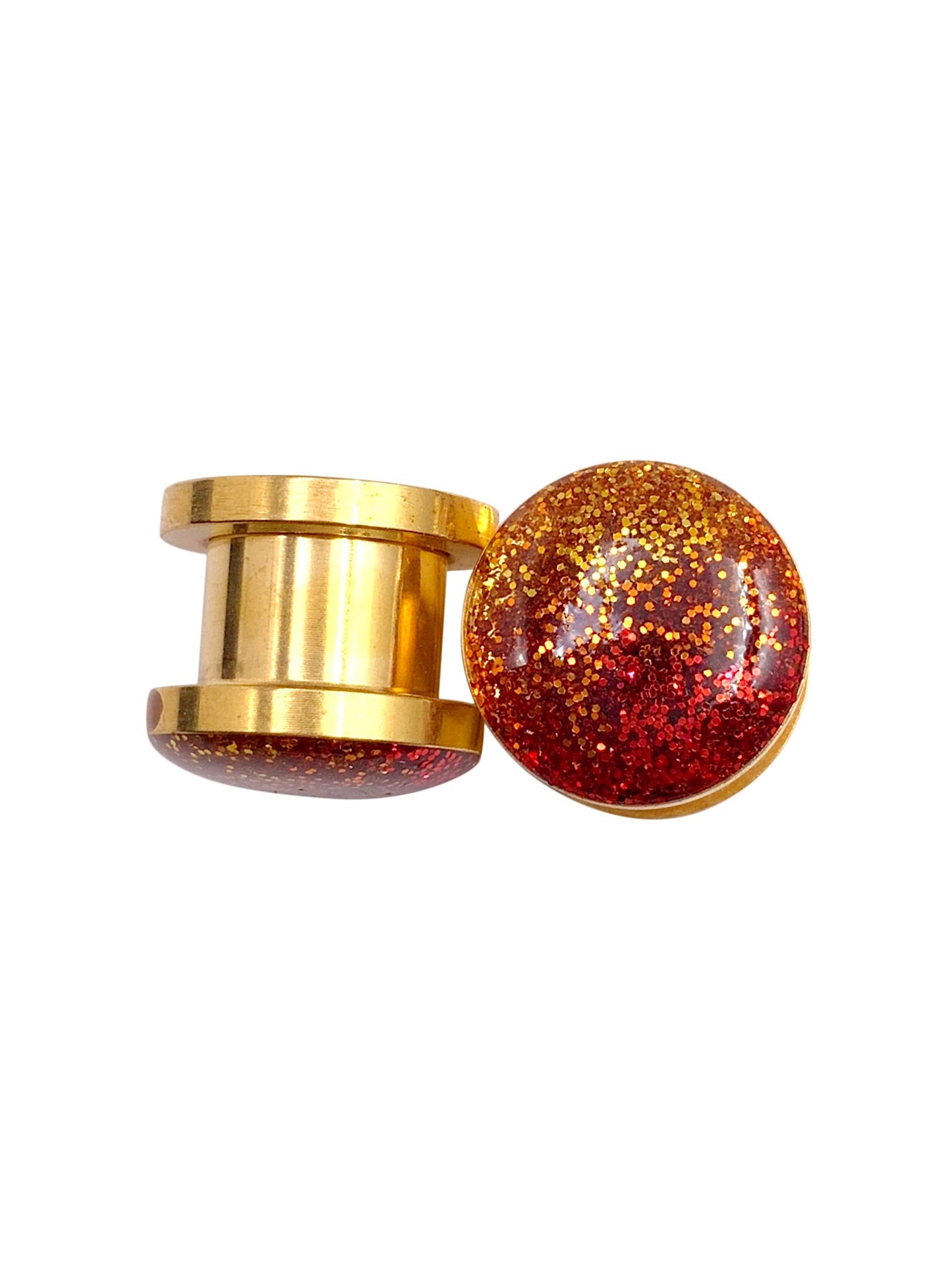 Fall Red, Burnt Orange and Gold Sparkle Color Block Plugs