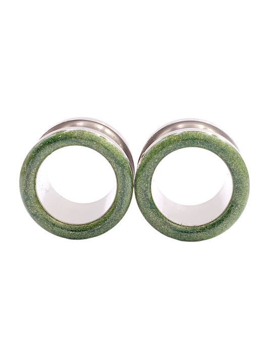 Moss Green Shimmer Tunnel Plugs