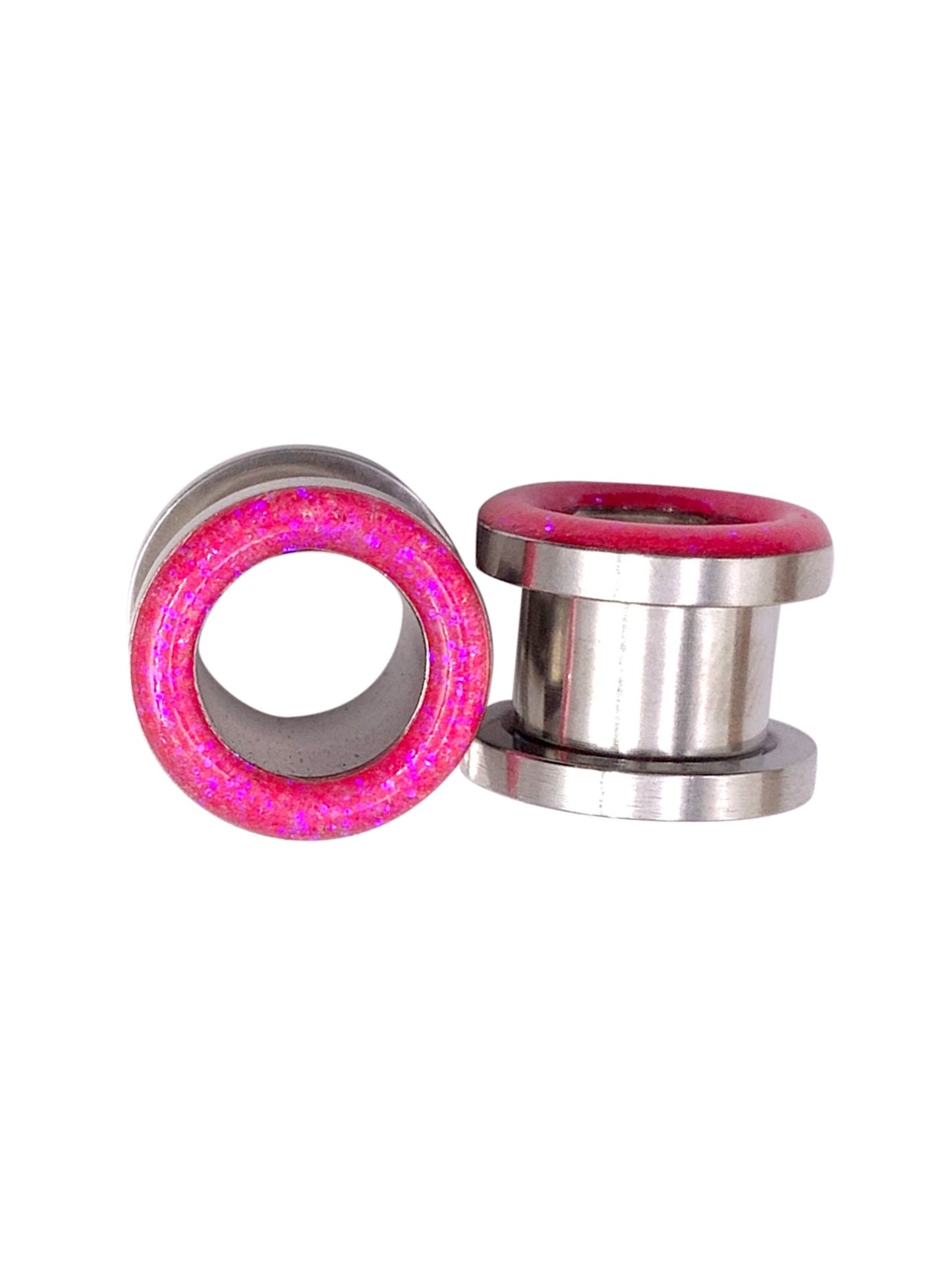 Neon Glow Pink Sparkle Tunnel Plugs