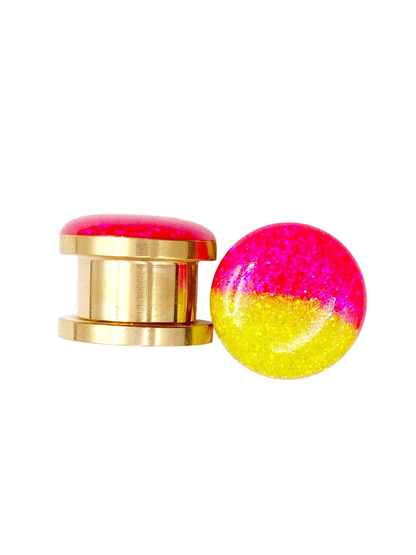 Retro Glow Pink and Yellow Sparkle Plugs