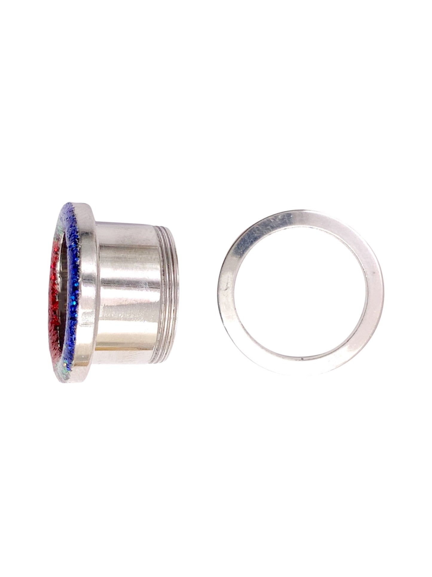 Red White and Blue Raw Sparkle Tunnel Plugs