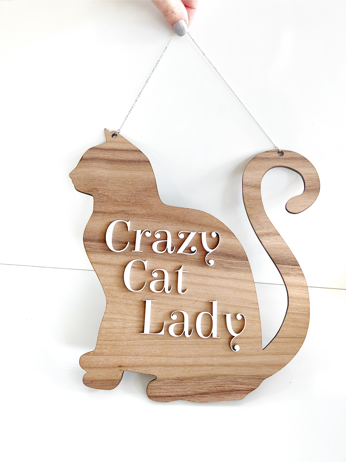 Crazy Cat Lady Wood and Chain Hanging Sign