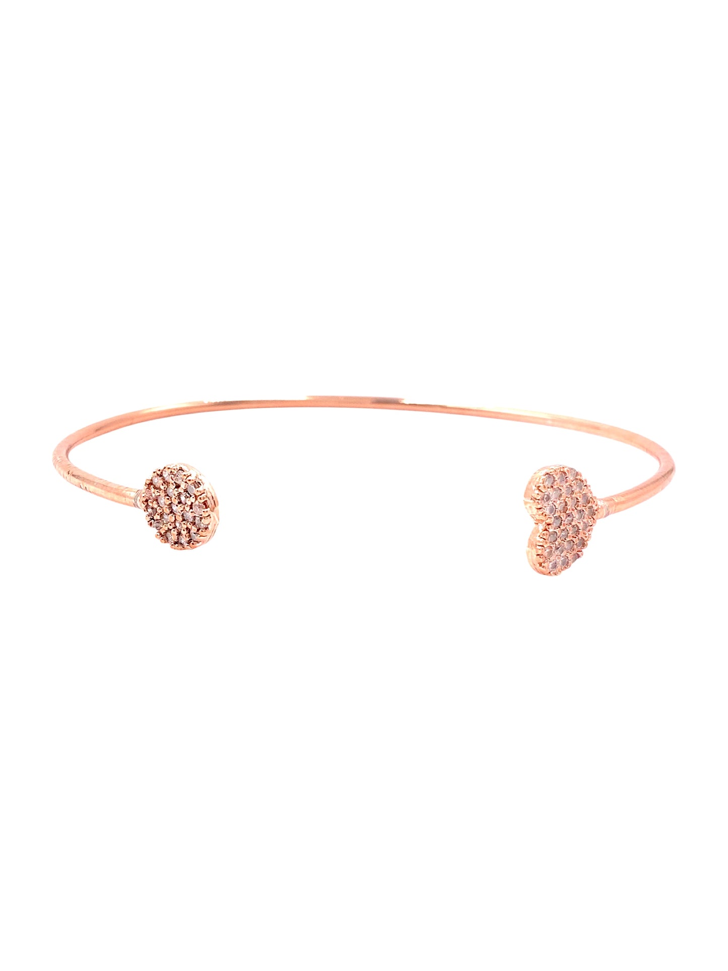 Rose Gold CZ Heart and Circle Bangle Bracelet