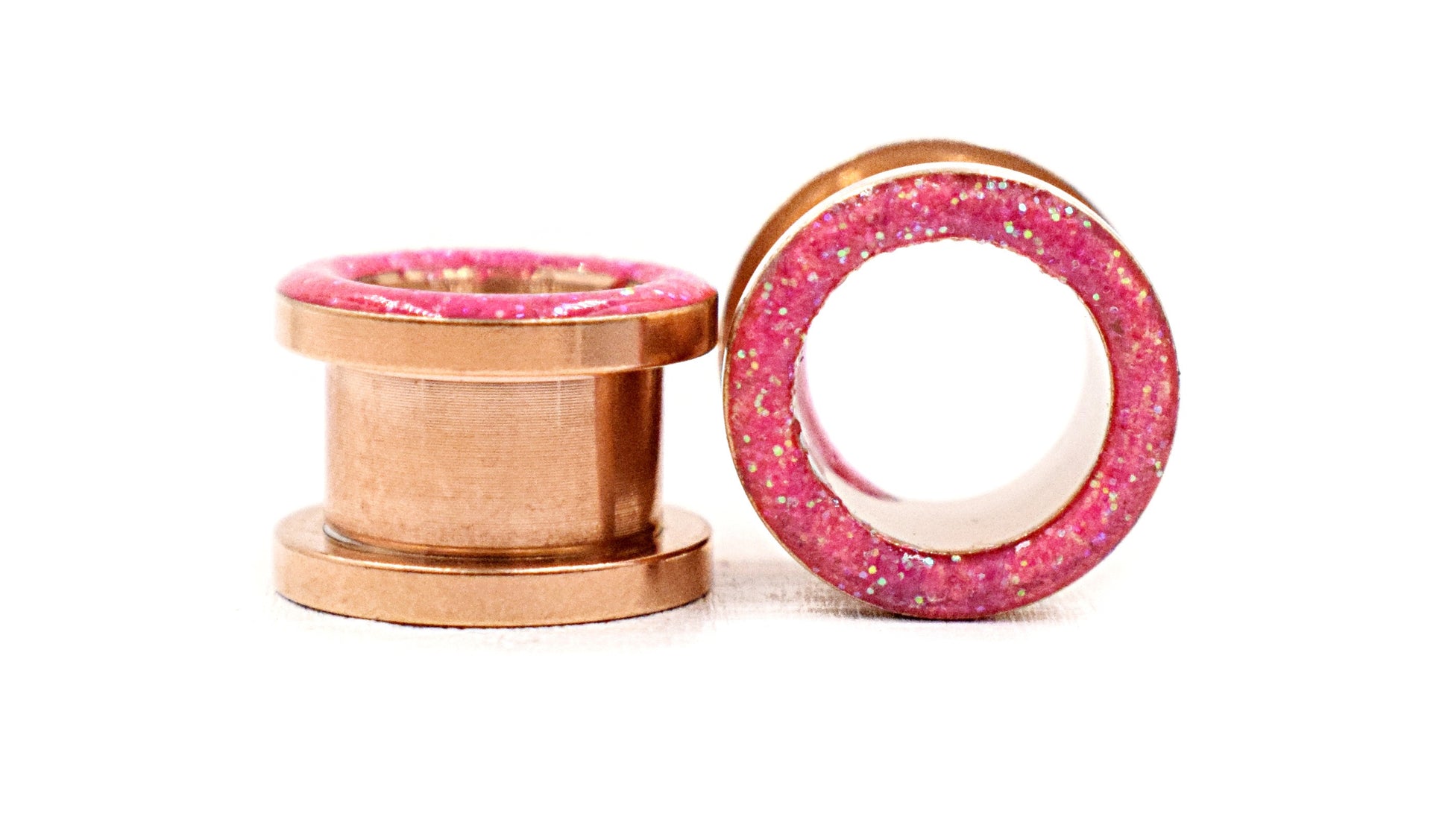 Pink Sparkle Tunnel Plugs - Defiant Jewelry