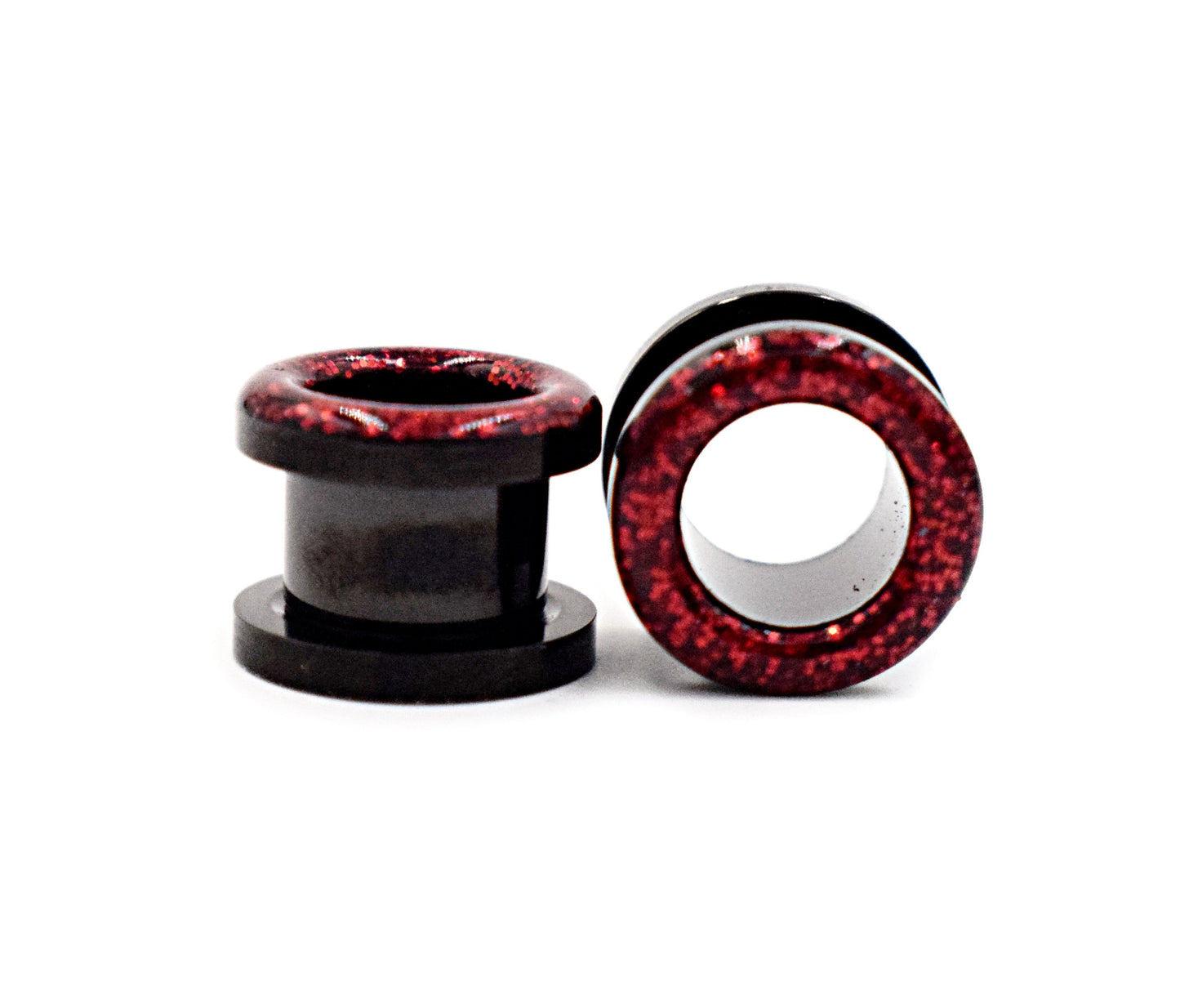 Red Sparkle Tunnel Plugs - Defiant Jewelry