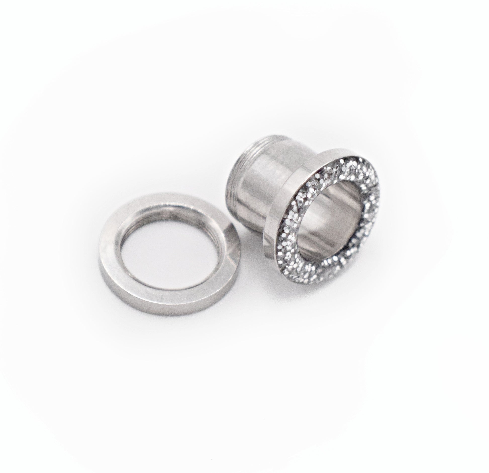 Silver Glitter Tunnel Plugs - Defiant Jewelry