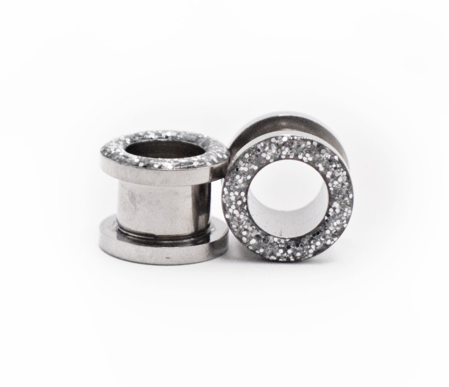 Silver Glitter Tunnel Plugs - Defiant Jewelry